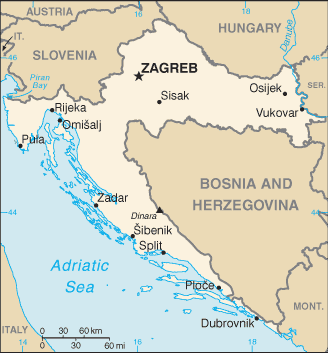 mapa Croácia